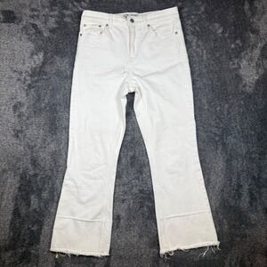 Lucky Brand Bridgette Mini Boot White High Rise Raw Hem Jeans Womens 6/28